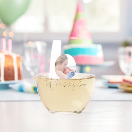 最高のMommy Everカスタムフォトスクリプト名 ステムなしワイングラス (インサイチュ (バースデー))