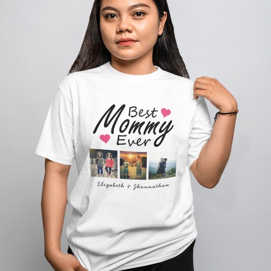 最高のMommy Ever 3 Photo Collageの子供たちMother Tシャツ