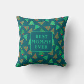 最高のMommy Ever Photo Christmas Tree Pattern Green クッション (裏面)