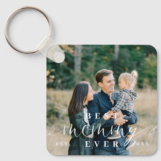 最高のMommy Ever Script Mothers Day Photo Keepsake キーホルダー (正面)
