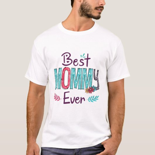 最高のMommy Ever Women Flower Decorおばあちゃん Tシャツ (正面)