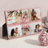 最高のMum Ever家族写真コラージピンクウッドグレイン フォトプラーク