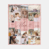 最高のMum Ever家族写真コラージピンクウッドグレイン フリースブランケット (正面)