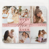 最高のMum Ever家族写真コラージピンクウッドグレイン マウスパッド (正面)