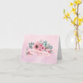 最高のMum Ever Pinkフローラ水色グリーティング カード (黄色い花)