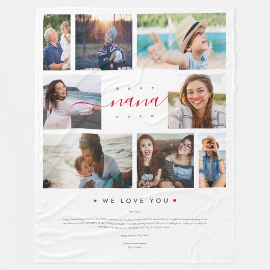 最高のNana Ever Motherおもしろい's Day 8 Photo collage フリースブランケット (正面)