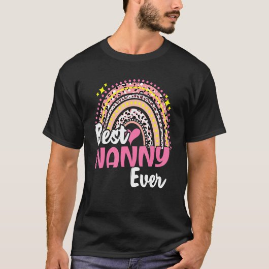 最高のNANNYおもしろい EVER PINK LEOPARD RAINBOW Tシャツ (正面)