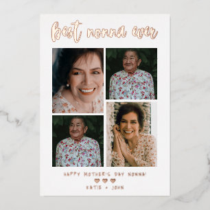 最高のNonna Ever書道スクリプト4 Photo Collage 箔シーズンカード