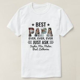 最高のPapaは今まで孫の写真コラージュ Tシャツ