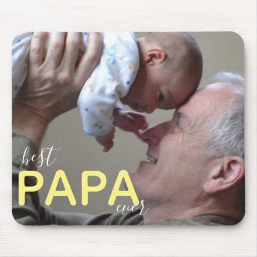 最高のPapa Ever Scriptモダン Photo Grandpaとベビー  マウスパッド (正面)