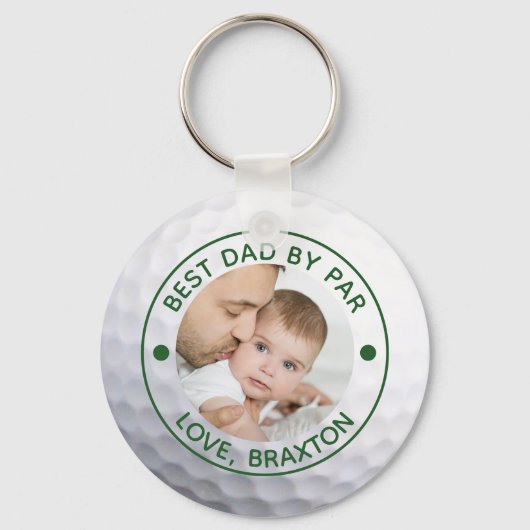 最高のPARフォトゴルフボールによるパパパーソナライズされた キーホルダー (正面)