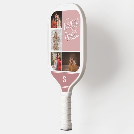 最高のPickleball Mom Everパーソナライズされた 4フォトグリッド ピックルボールラケット (左)