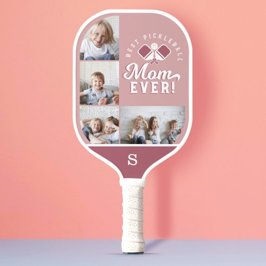 最高のPickleball Mom Everパーソナライズされた 4フォトグリッド ピックルボールラケット