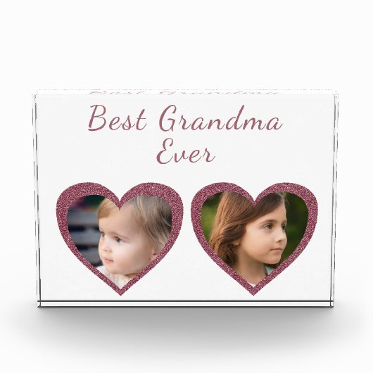 最高のPinkハートカスタムKids写真 フォトブロック (正面)