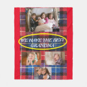 最高のPlaid 4家族の写真赤縁ど フリースブランケット (正面)