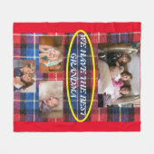 最高のPlaid 4家族の写真赤縁ど フリースブランケット (正面(横))