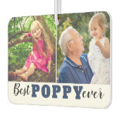 最高のPoppy Ever Grandpa Grandkid 2フォトコラージュ カーエアーフレッシュナー (左)