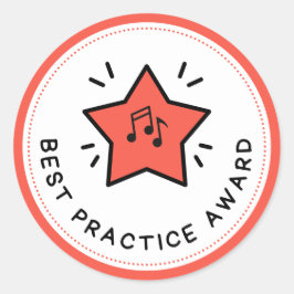 最高のPractice Award Music Notes赤い先生 ラウンドシール
