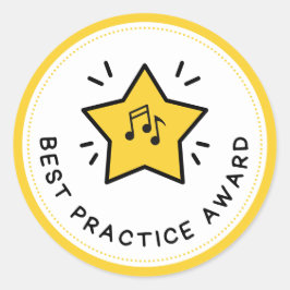 最高のPractice Award Music Notes黄色の先生 ラウンドシール