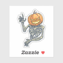 最高のSkeleton Pumpkin Sticker, Halloween Decor
