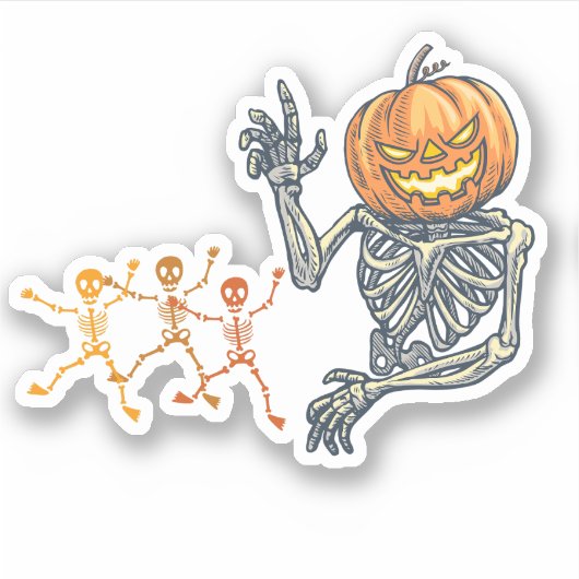 最高のSkeleton Pumpkin Sticker, Halloween Decor シール (正面)