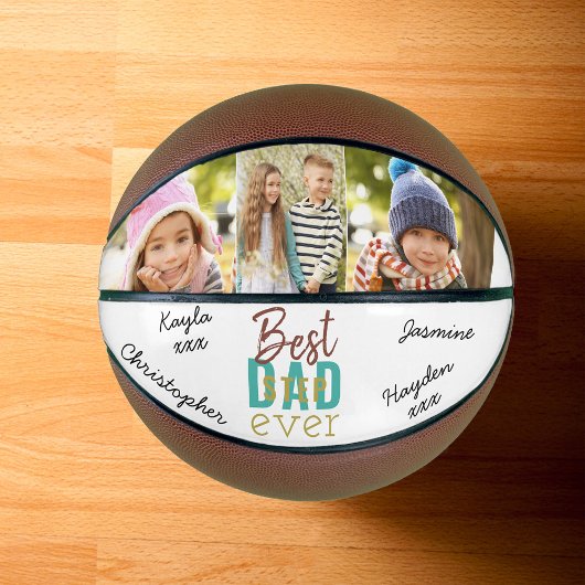 最高のStepdad Everカスタム 3 Photo Signed Basketball バスケットボール