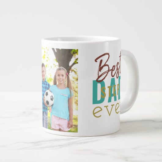 最高のStepdad EverタイポグラフィとカスタムPhoto ジャンボコーヒーマグカップ (正面右)