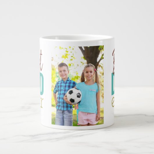 最高のStepdad EverタイポグラフィとカスタムPhoto ジャンボコーヒーマグカップ (正面)