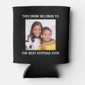 最高のStepdad Everパーソナライズされた Photo Black 缶クーラー (正面)
