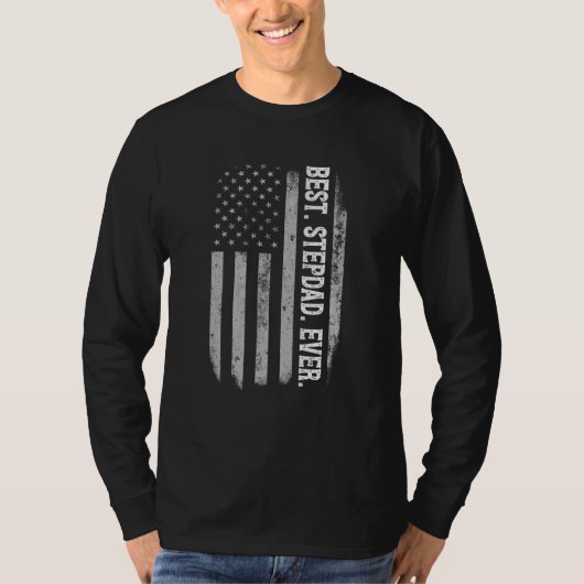 最高のStepdad Everヴィンテージアメリカ国旗の父S D Tシャツ (正面)