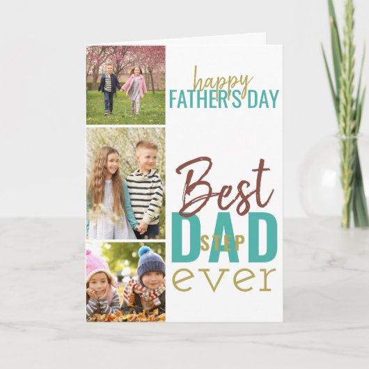 最高のStepdad Ever 3 Photo Fanteers Day カード (正面)