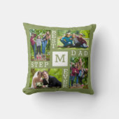 最高のStepdad Ever 4 Photo Green White モノグラムの クッション (正面)
