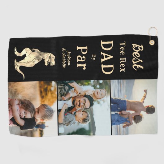 最高のT型レックスパパbyパー3写真おもしろい ゴルフタオル (横)