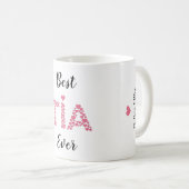 最高のTia Ever Pinkハートキュートパーソナライズされた コーヒーマグカップ (正面右)