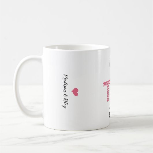 最高のTia Ever Pinkハートキュートパーソナライズされた コーヒーマグカップ (左)