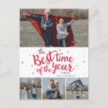 最高のTime of the Year RedタイポグラフィPhoto Collage シーズンポストカード<br><div class="desc">最高のTime of the Year Redタイポグラフィフォトコラージュホリデーカード</div>