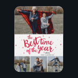 最高のTime of the Year RedタイポグラフィPhoto Collage マグネット<br><div class="desc">赤最高のタイポグラフィフォトコラージュ磁石の年の時間</div>