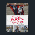 最高のTime of the Year RedタイポグラフィPhoto Collage マグネット<br><div class="desc">赤最高のタイポグラフィフォトコラージュ磁石の年の時間</div>