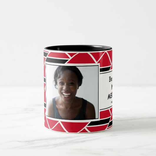 最高のTRINI MOM パーソナライズされた TRINIDAD FLAG写真 ツートーンマグカップ (中央)