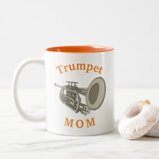 最高のTRUMPET MOM母の日 ツートーンマグカップ (ドーナツ)
