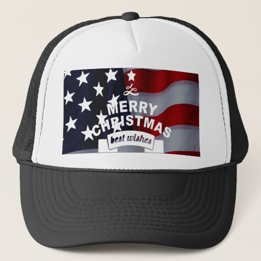 最高のWishes Merry Christmas 統一された州Flag Art キャップ (正面)