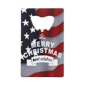 最高のWishes Merry Christmas 統一された州Flag Art クレジットカード栓抜き (正面)