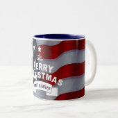 最高のWishes Merry Christmas 統一された州Flag Art ツートーンマグカップ (正面右)
