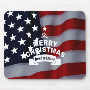 最高のWishes Merry Christmas 統一された州Flag Art マウスパッド