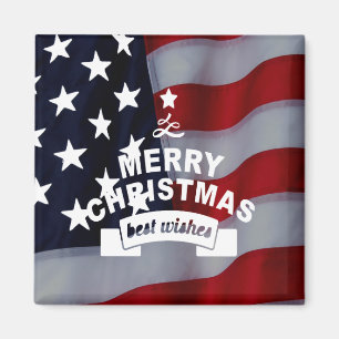 最高のWishes Merry Christmas 統一された州Flag Art マグネット
