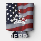最高のWishes Merry Christmas 統一された州Flag Art 缶クーラー (正面)
