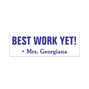 「最高のWORK YET!」 +教育者の名前ラバースタンプ セルフインキングスタンプ