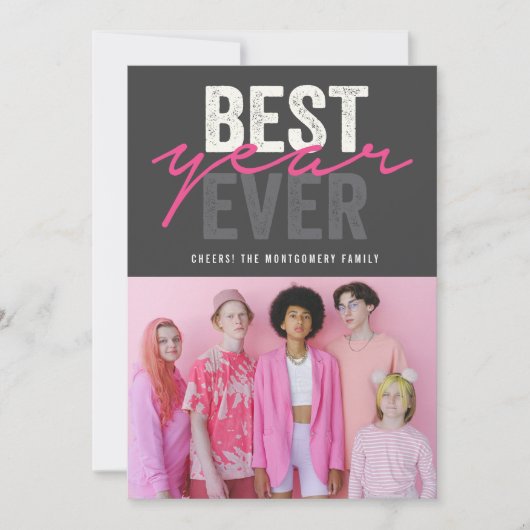 最高のYear Ever手書きスクリプトの写真モダン シーズンカード (正面)