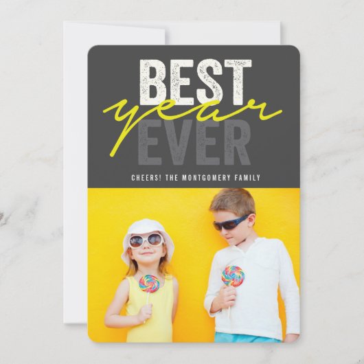 最高のYear Ever手書きスクリプトの写真モダン シーズンカード (正面)