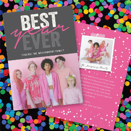 最高のYear Ever手書きスクリプトの写真モダン シーズンカード